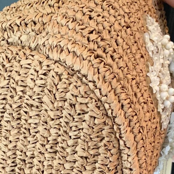 Raffia Bag Beaded Floral NWT - Picture 9 of 12